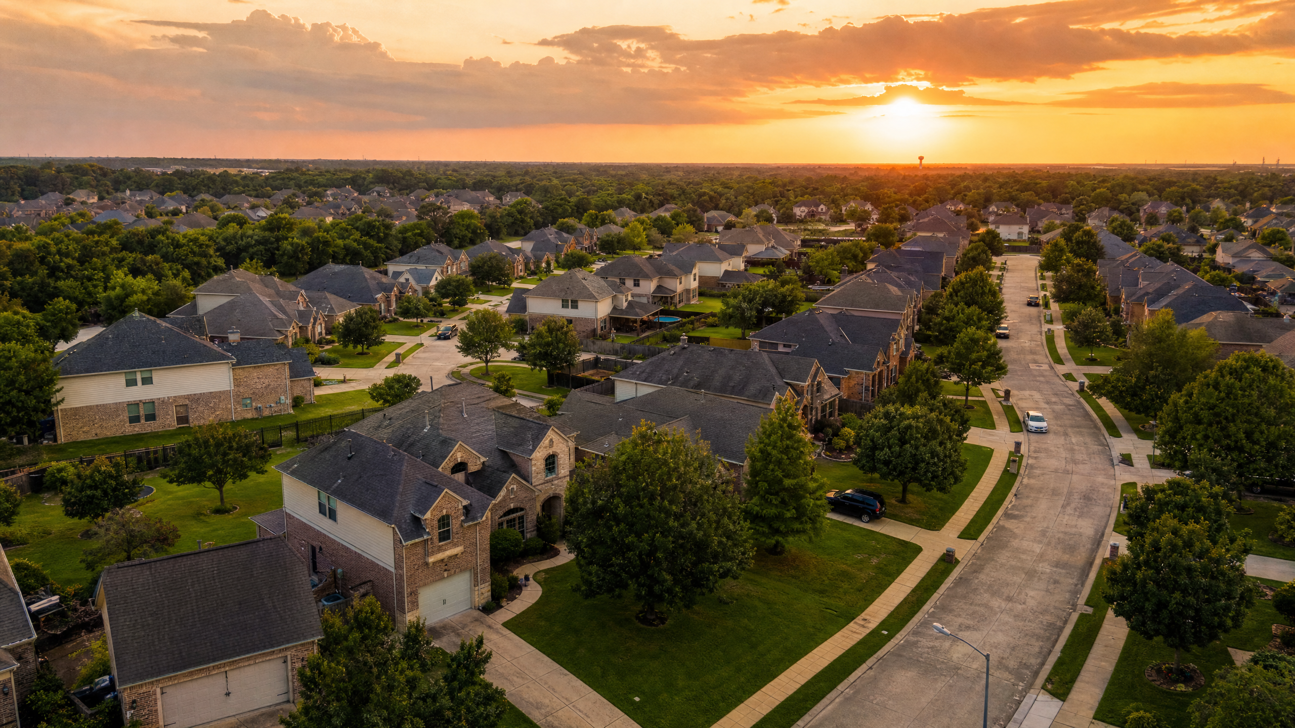 Houston neighborhood aerial view